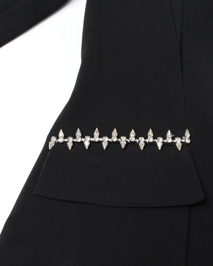 Black Blazer with Crystal Side Accents