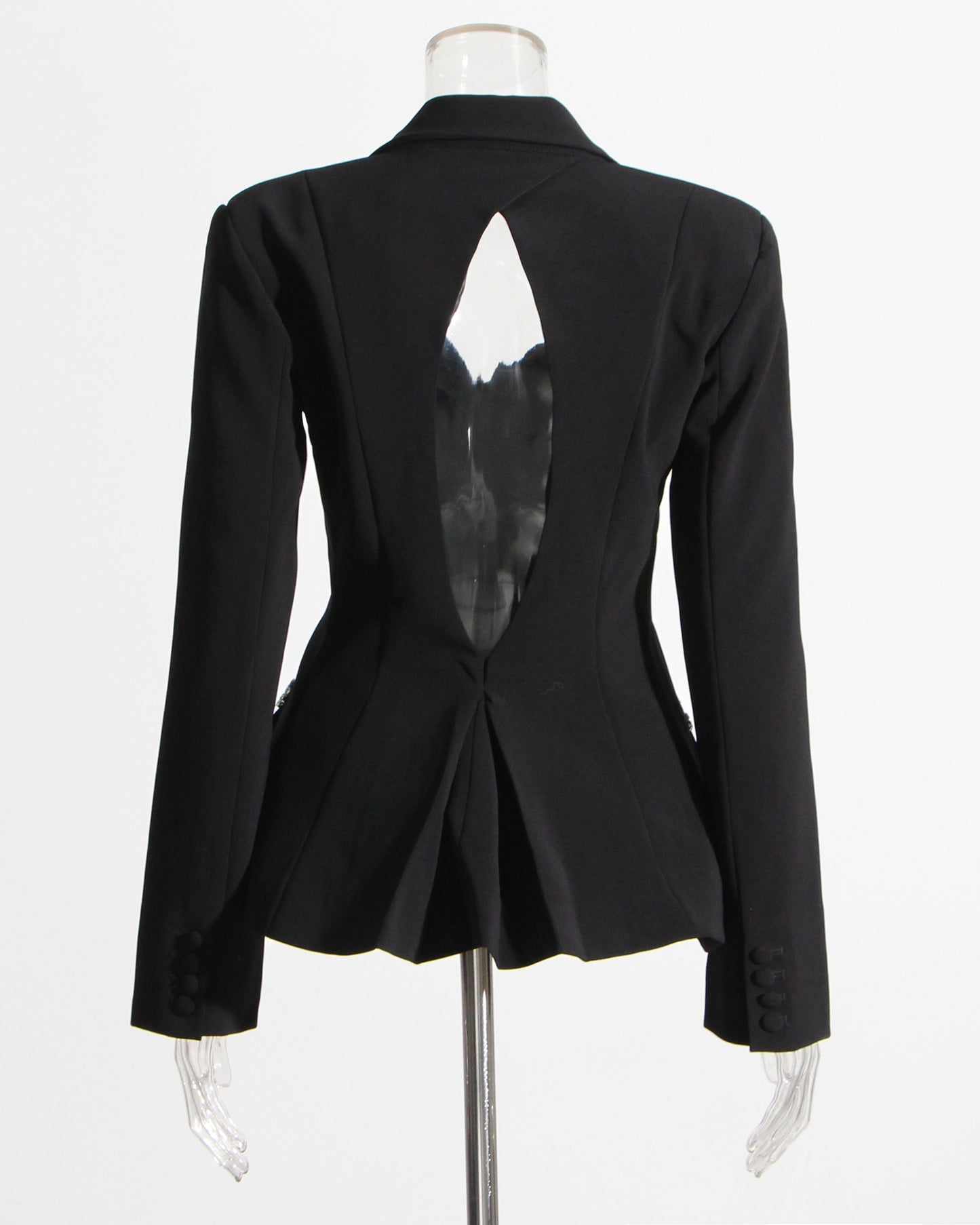 Black Blazer with Crystal Side Accents
