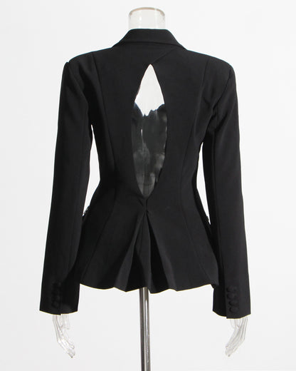 Black Blazer with Crystal Side Accents
