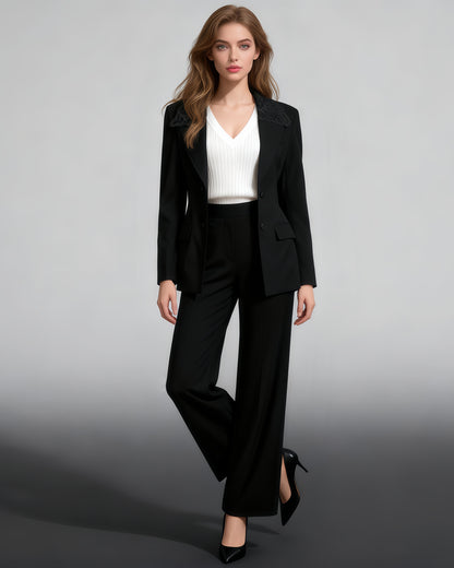 Black Blazer with Lace Collar & Back Cutout