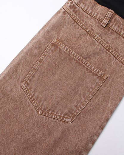 Black & Brown Two-Tone Flared Jeans with Belt