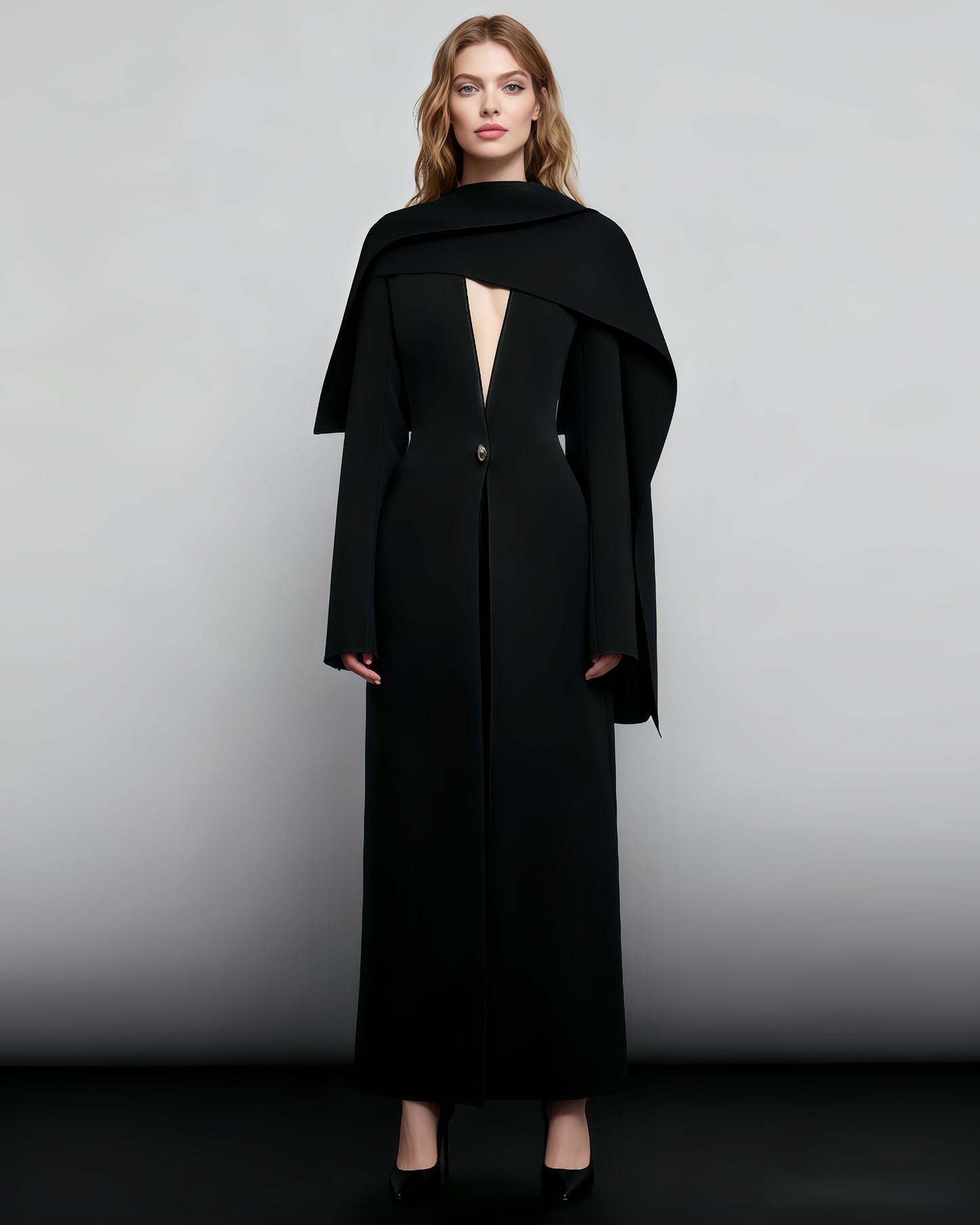 Black Cape - Style Avant - Garde Long Jacket