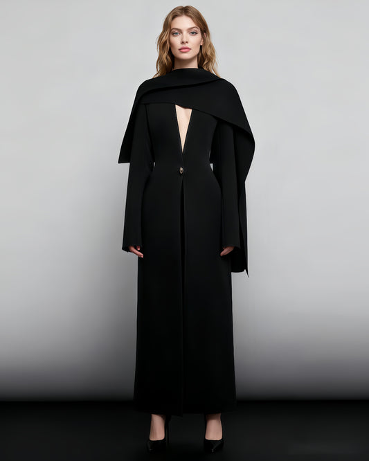 Black Cape - Style Avant - Garde Long Jacket