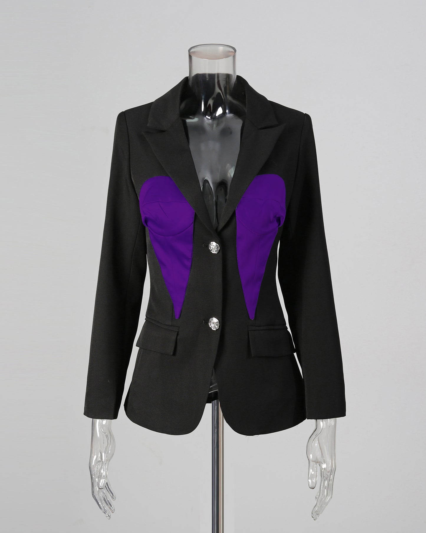Black & Purple Contrast Corset Blazer