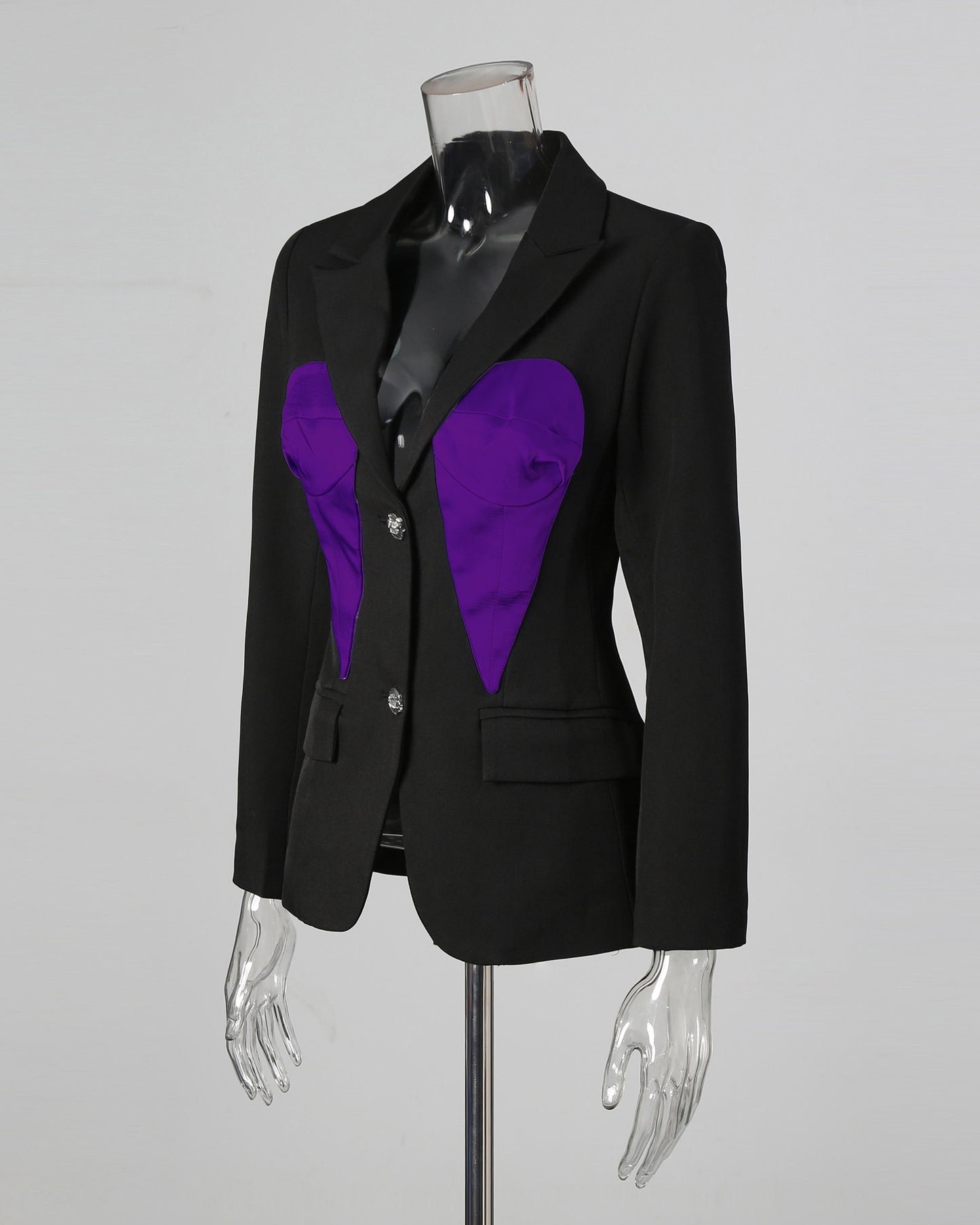 Black & Purple Contrast Corset Blazer