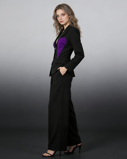 Black & Purple Contrast Corset Blazer