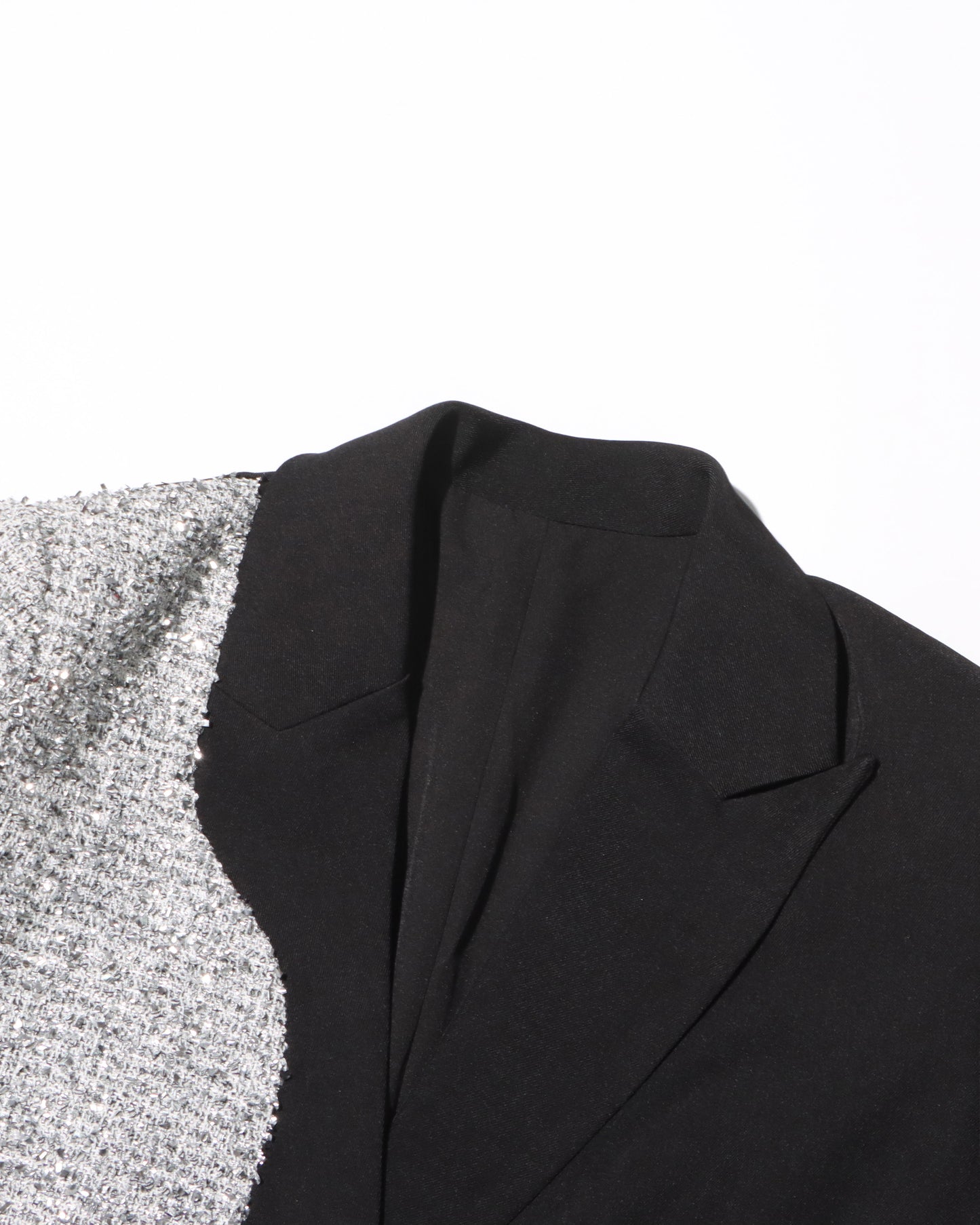 Black & Silver Sequin Blazer Asymmetric Design