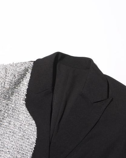 Black & Silver Sequin Blazer Asymmetric Design