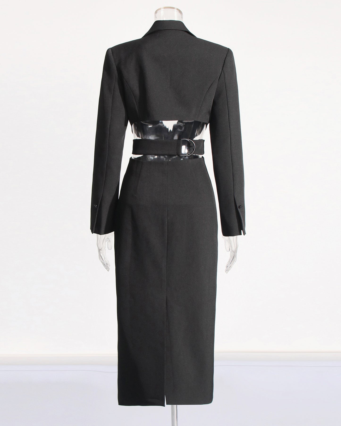 Black Tailored Cutout Waist Blazer Jacket