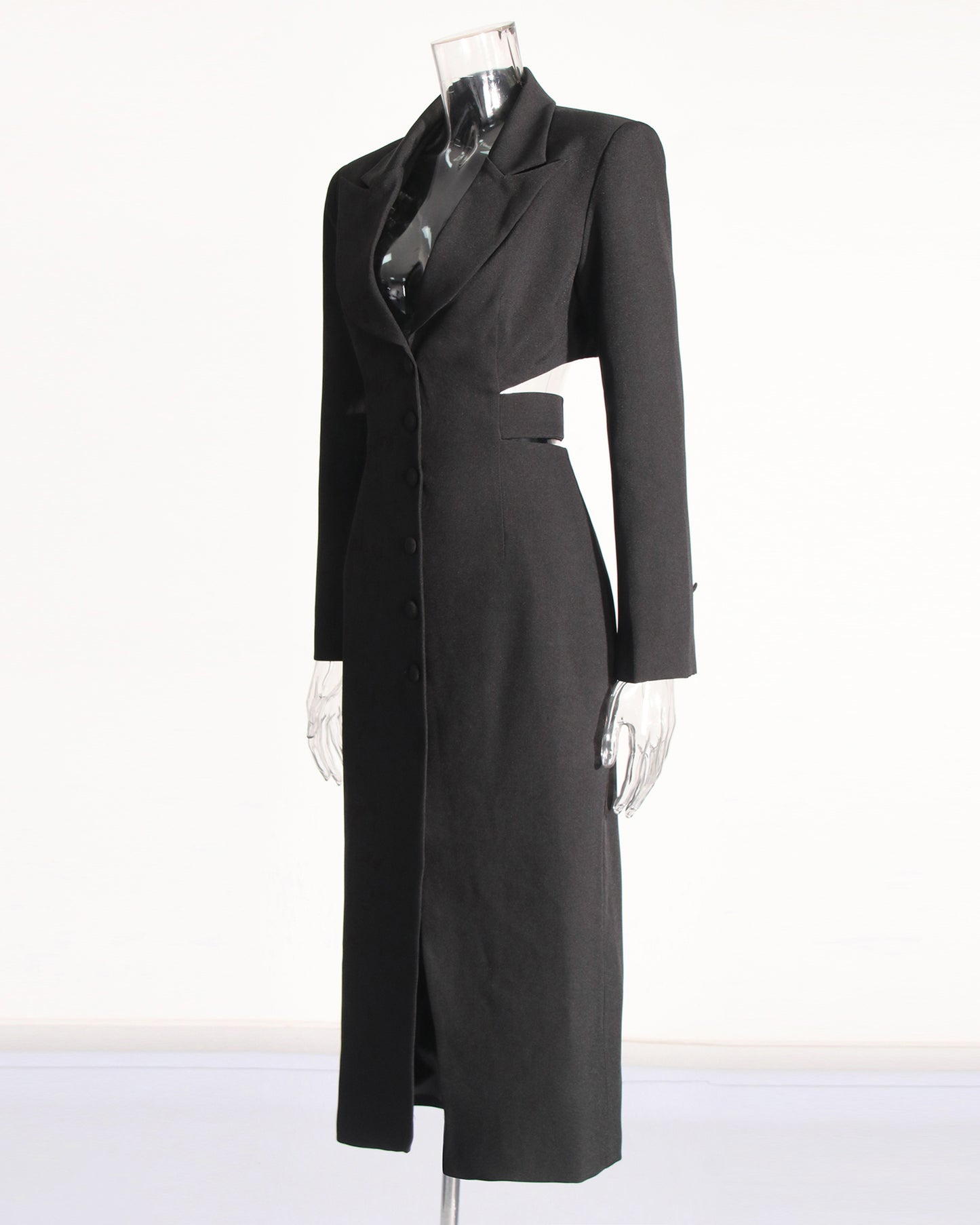 Black Tailored Cutout Waist Blazer Jacket