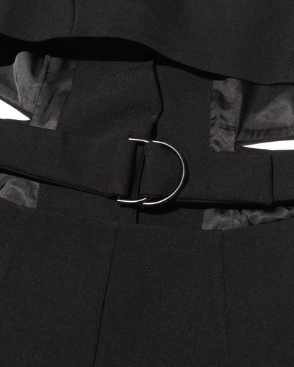 Black Tailored Cutout Waist Blazer Jacket