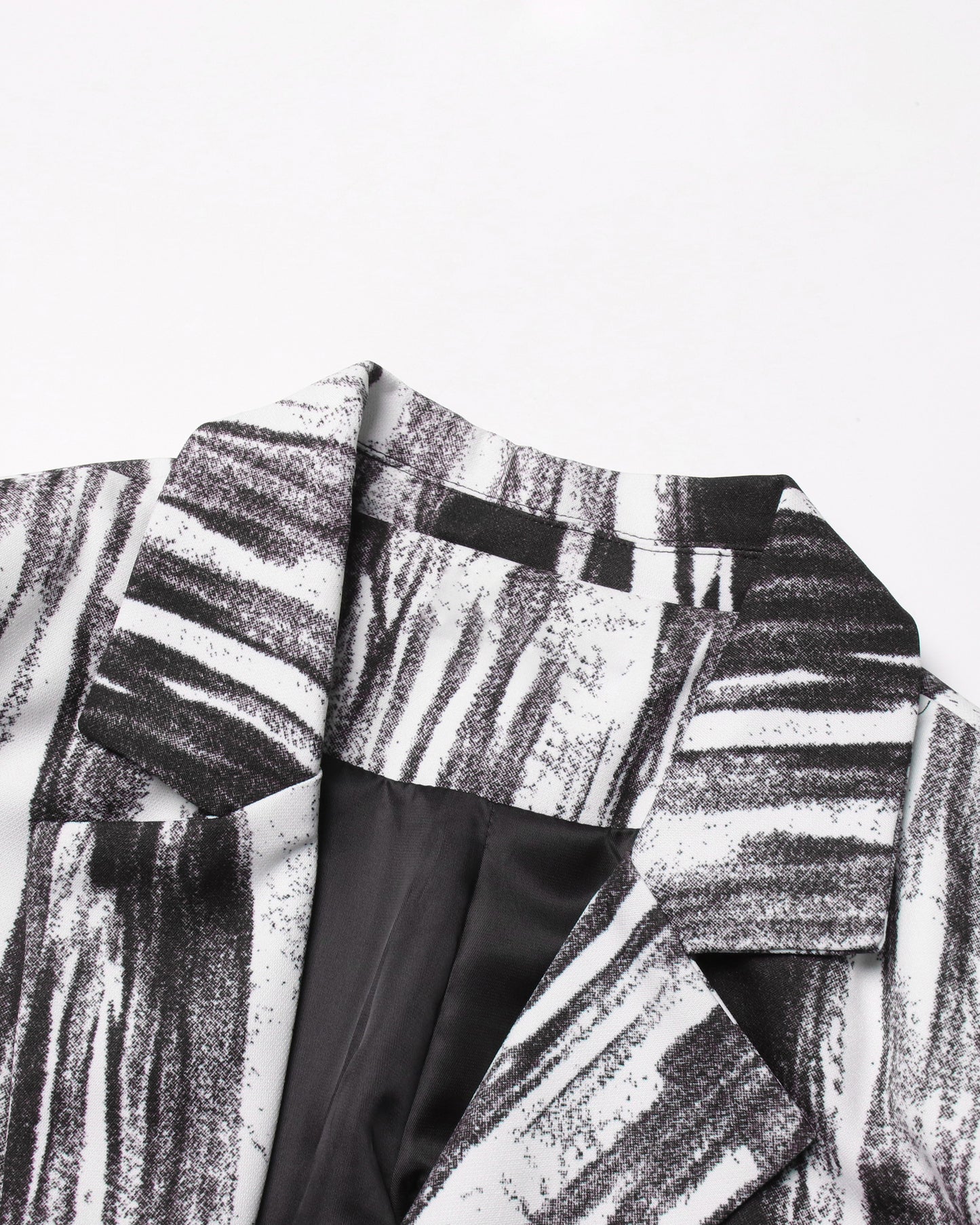 Black & White Abstract Print Single-Button Blazer