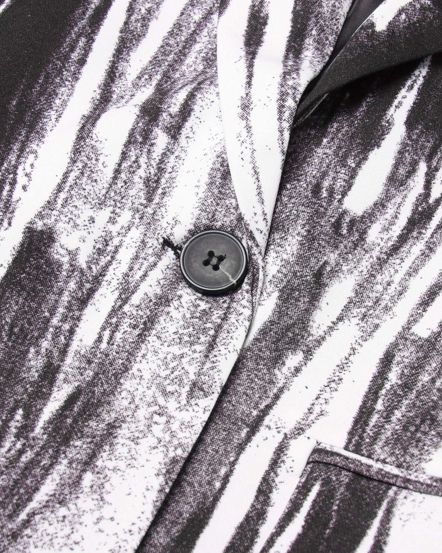 Black & White Abstract Print Single-Button Blazer