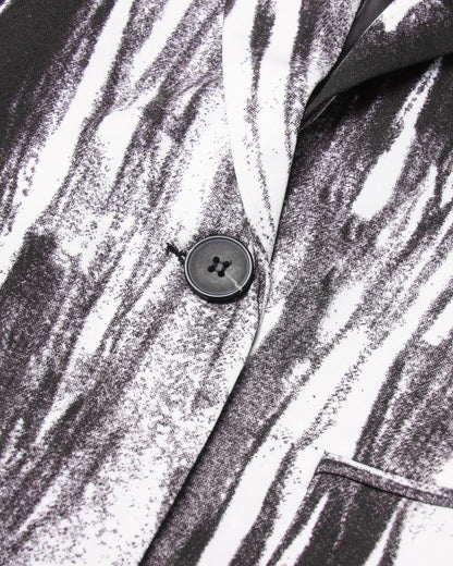 Black & White Abstract Print Single-Button Blazer