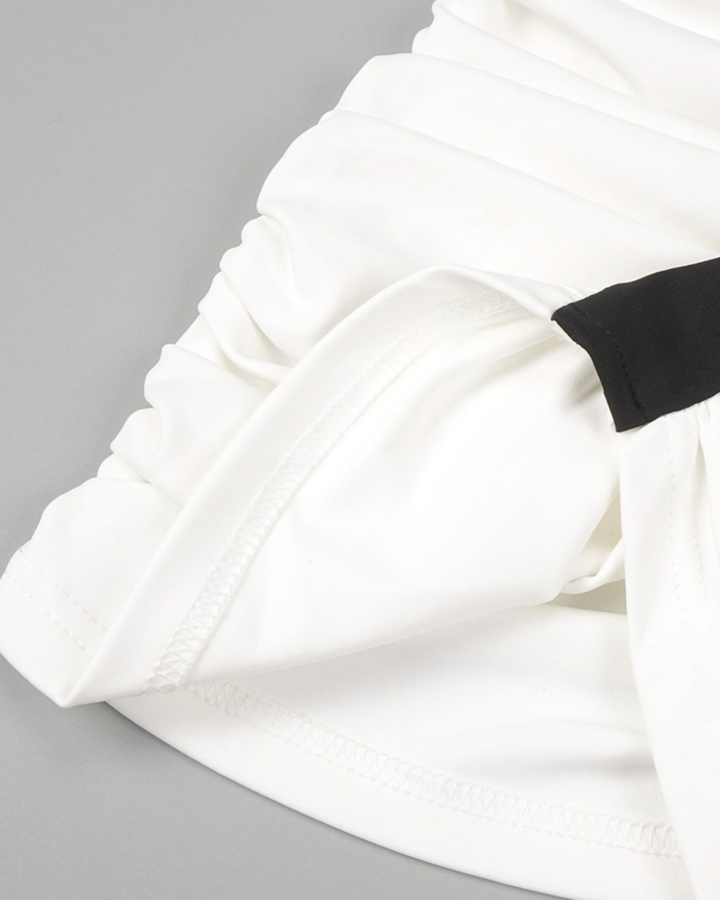 Black & White Halter Off-Shoulder Ruched Mini Dress