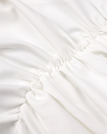 Black & White Halter Off-Shoulder Ruched Mini Dress