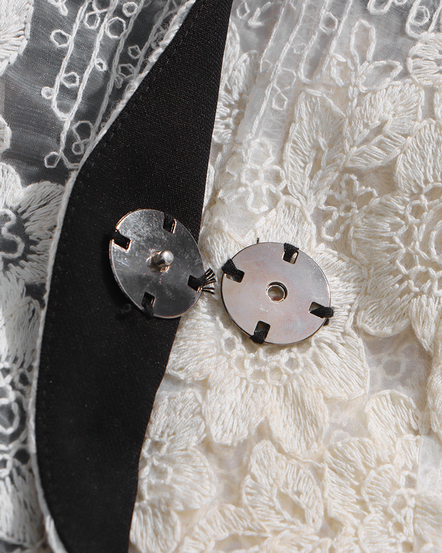 Black & White Lace Panel Long Blazer