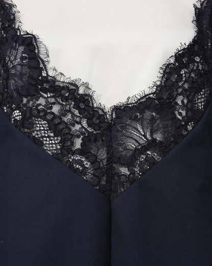 Black & White Lace Trim Layered Tank Dress