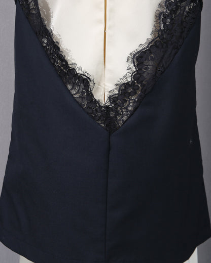 Black & White Lace Trim Layered Tank Dress