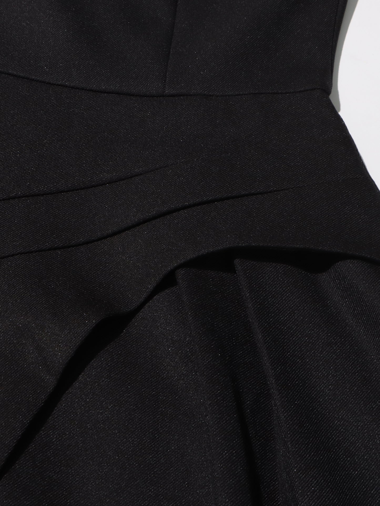 Black & White Puff Sleeve Asymmetric Midi Dress