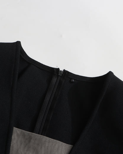 Black & White Ruffled Crystal Accent Mini Dress