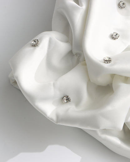 Black & White Ruffled Crystal Accent Mini Dress