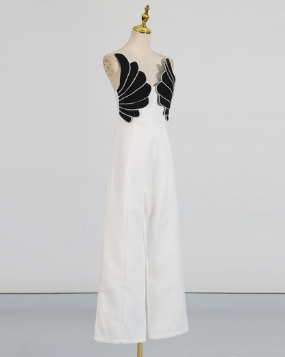 Black & White Shell Pattern Jumpsuit