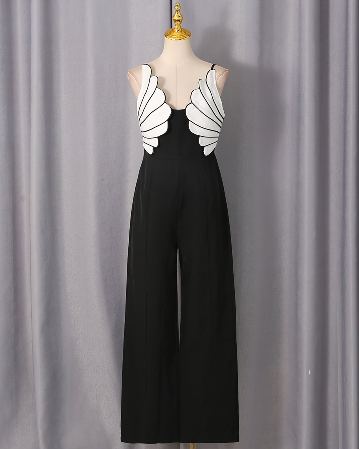 Black & White Wing Pattern Jumpsuit