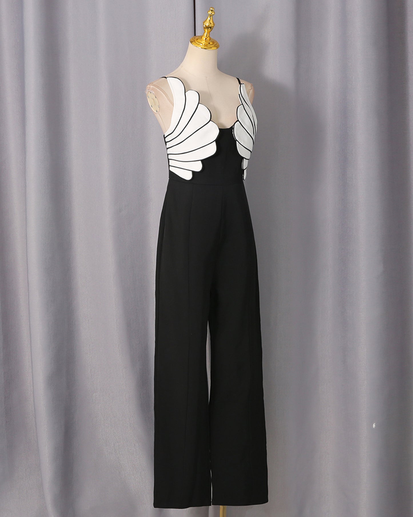 Black & White Wing Pattern Jumpsuit