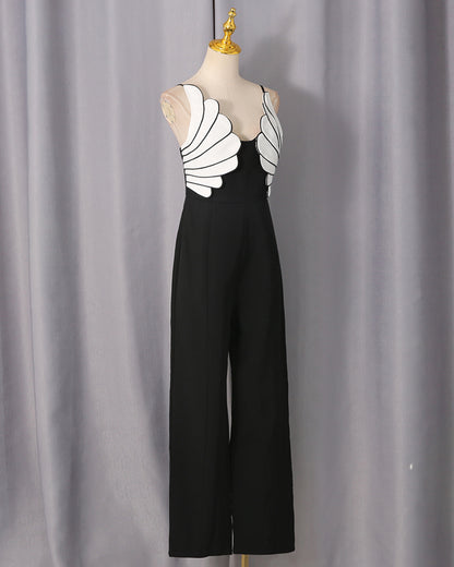 Black & White Wing Pattern Jumpsuit