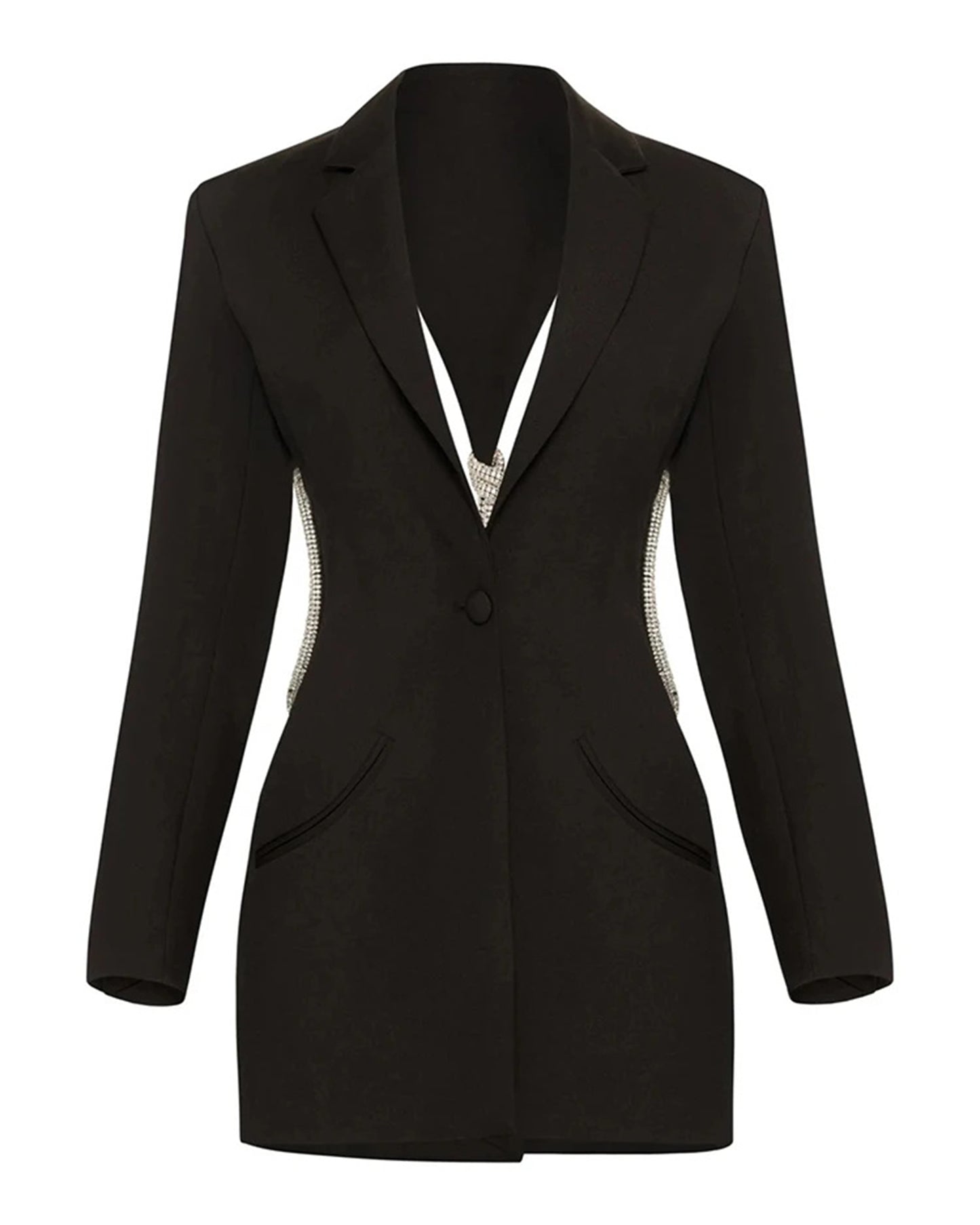 Black Blazer with Crystal-Trimmed Cutout Back