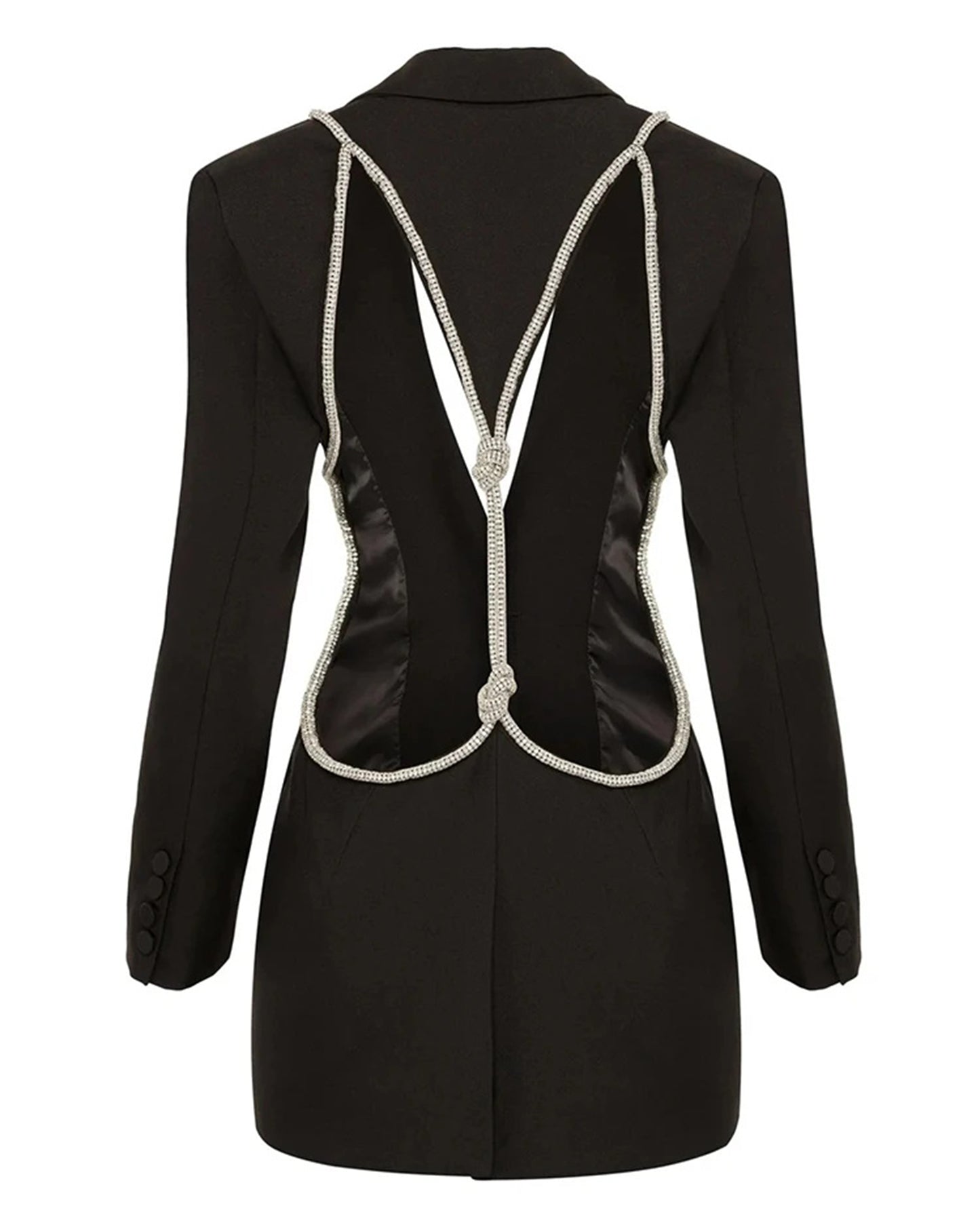 Black Blazer with Crystal-Trimmed Cutout Back