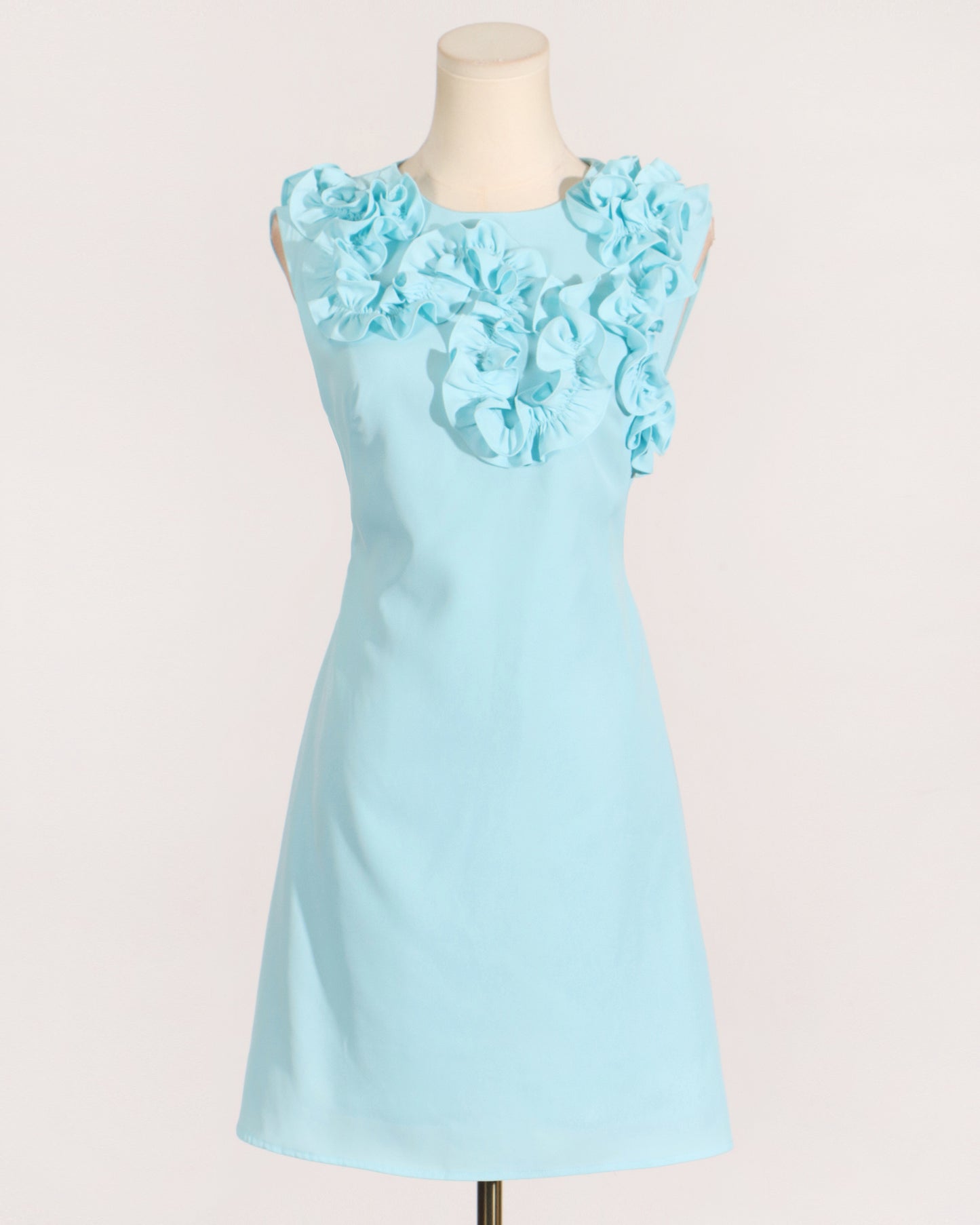 Blue 3D Floral Ruffle Mini Dress