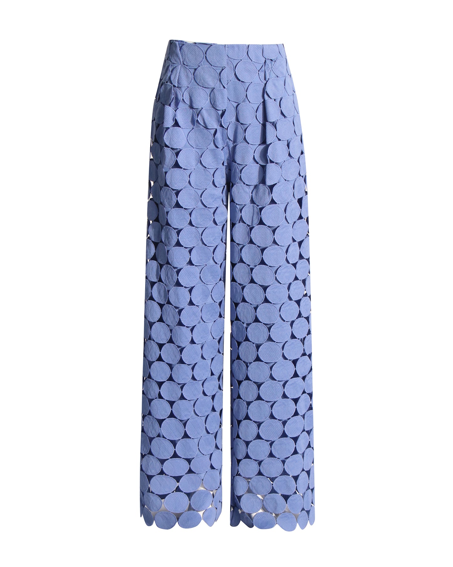 Blue Cutout Circle Wide-Leg Pants