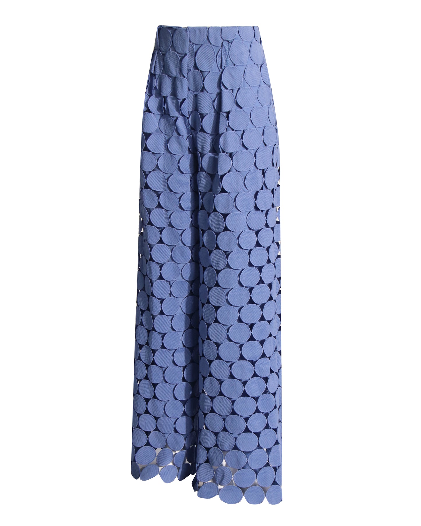 Blue Cutout Circle Wide-Leg Pants