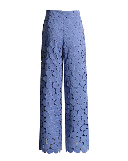Blue Cutout Circle Wide-Leg Pants