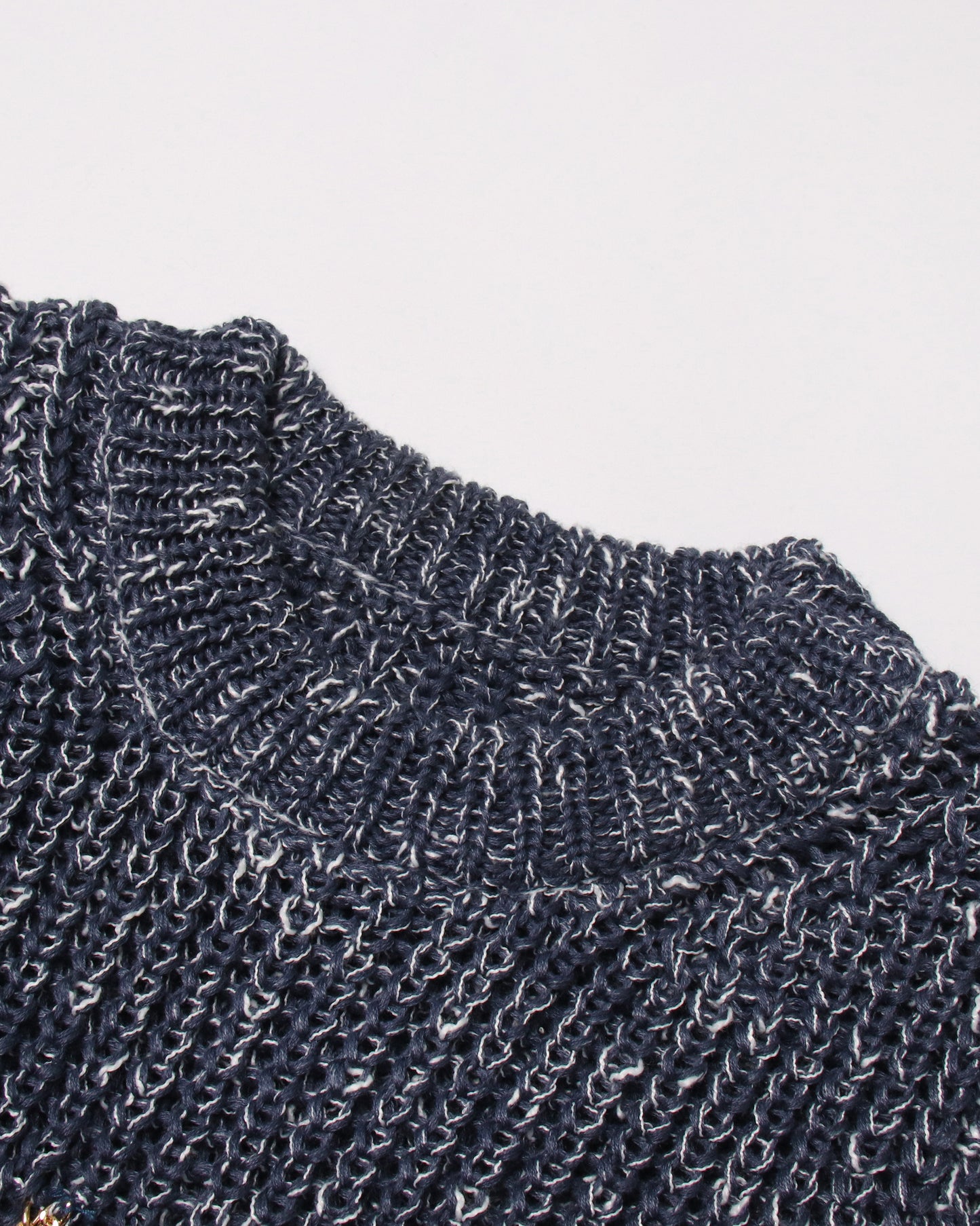 Blue Knit Sweater with Gold Chain Embellishment