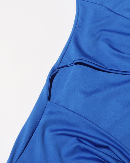 Blue Maxi Dress with Twist & Gold Accents