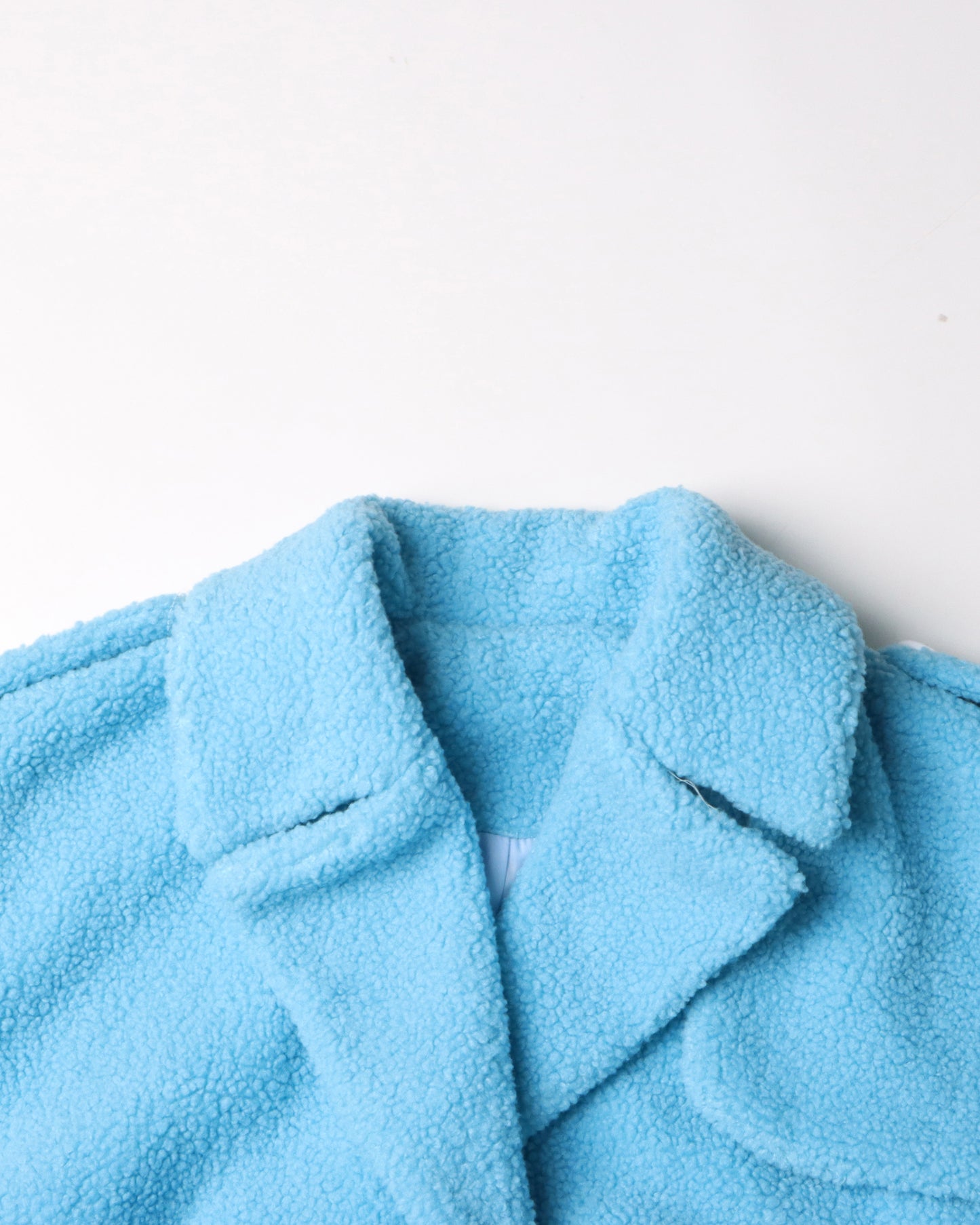 Blue Shearling Coat with Cutout Waist