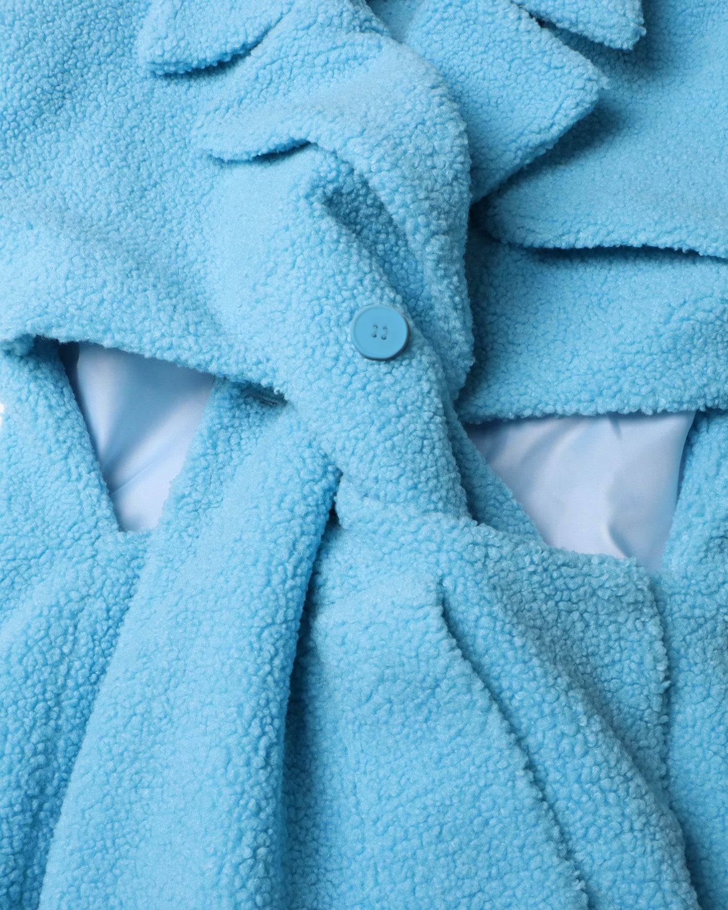 Blue Shearling Coat with Cutout Waist