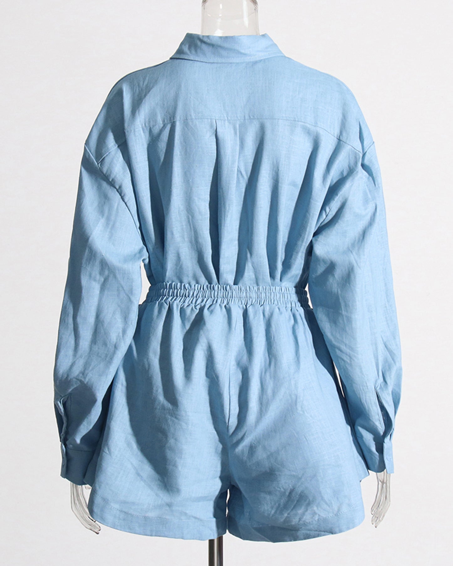 Blue Shirt & Shorts Set with Drawstring Waist