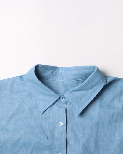 Blue Shirt & Shorts Set with Drawstring Waist