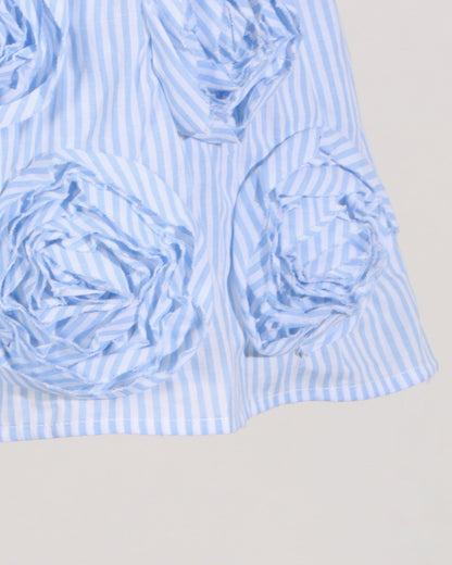 Blue Stripe 3D Floral Mini Dress