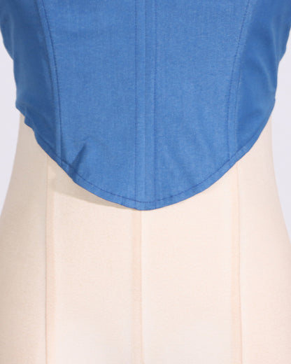 Blue Sweetheart Neckline Corset Top