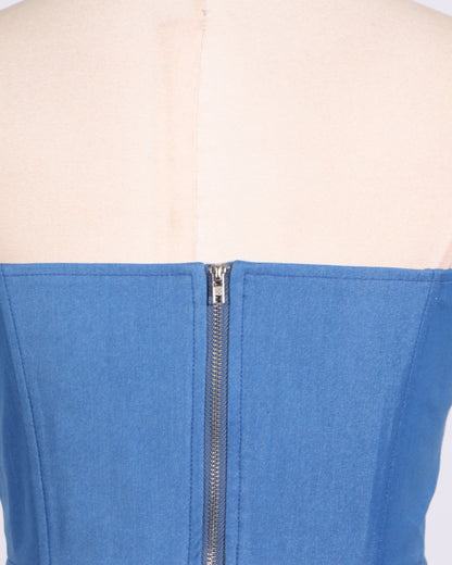 Blue Sweetheart Neckline Corset Top