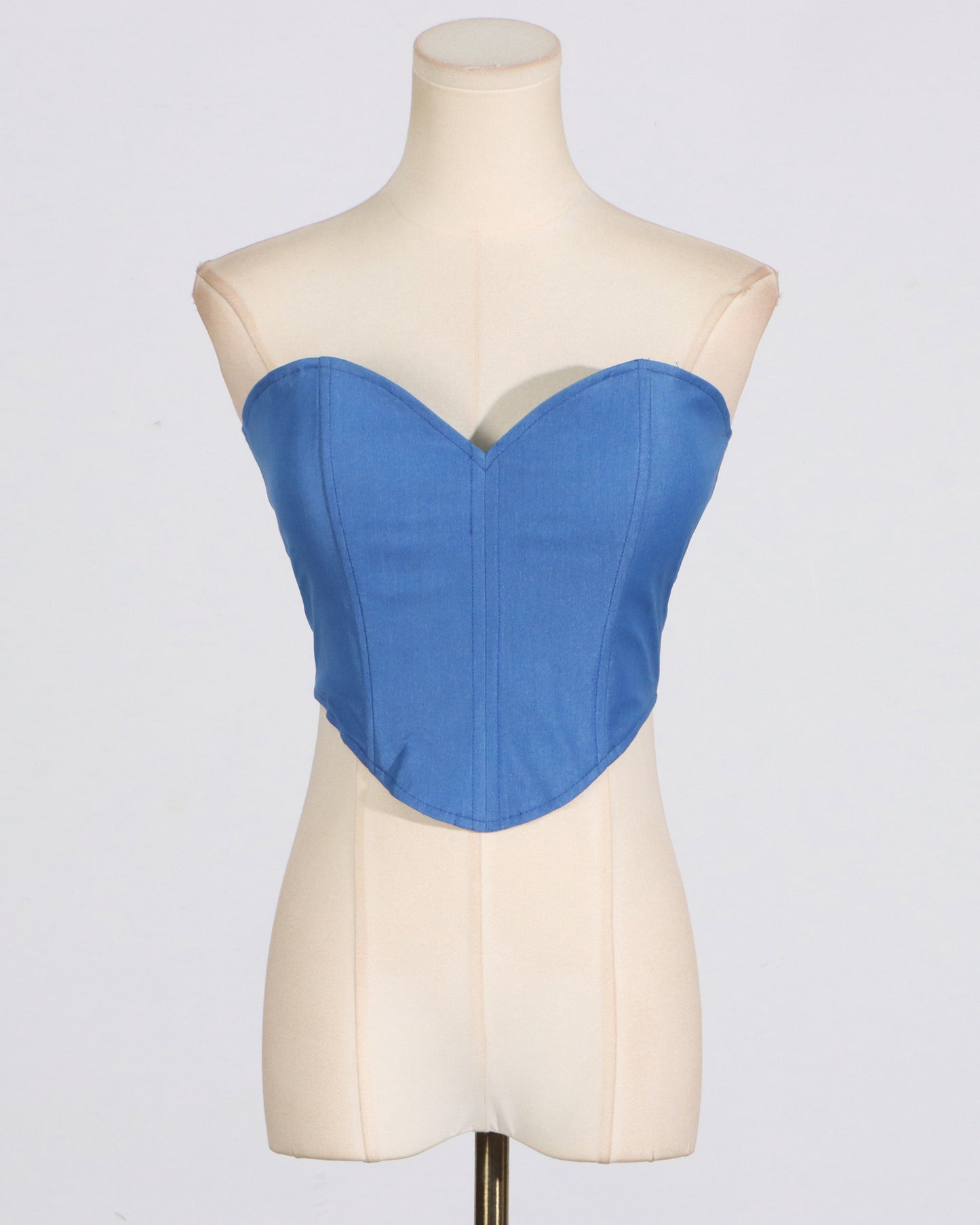 Blue Sweetheart Neckline Corset Top