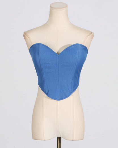 Blue Sweetheart Neckline Corset Top