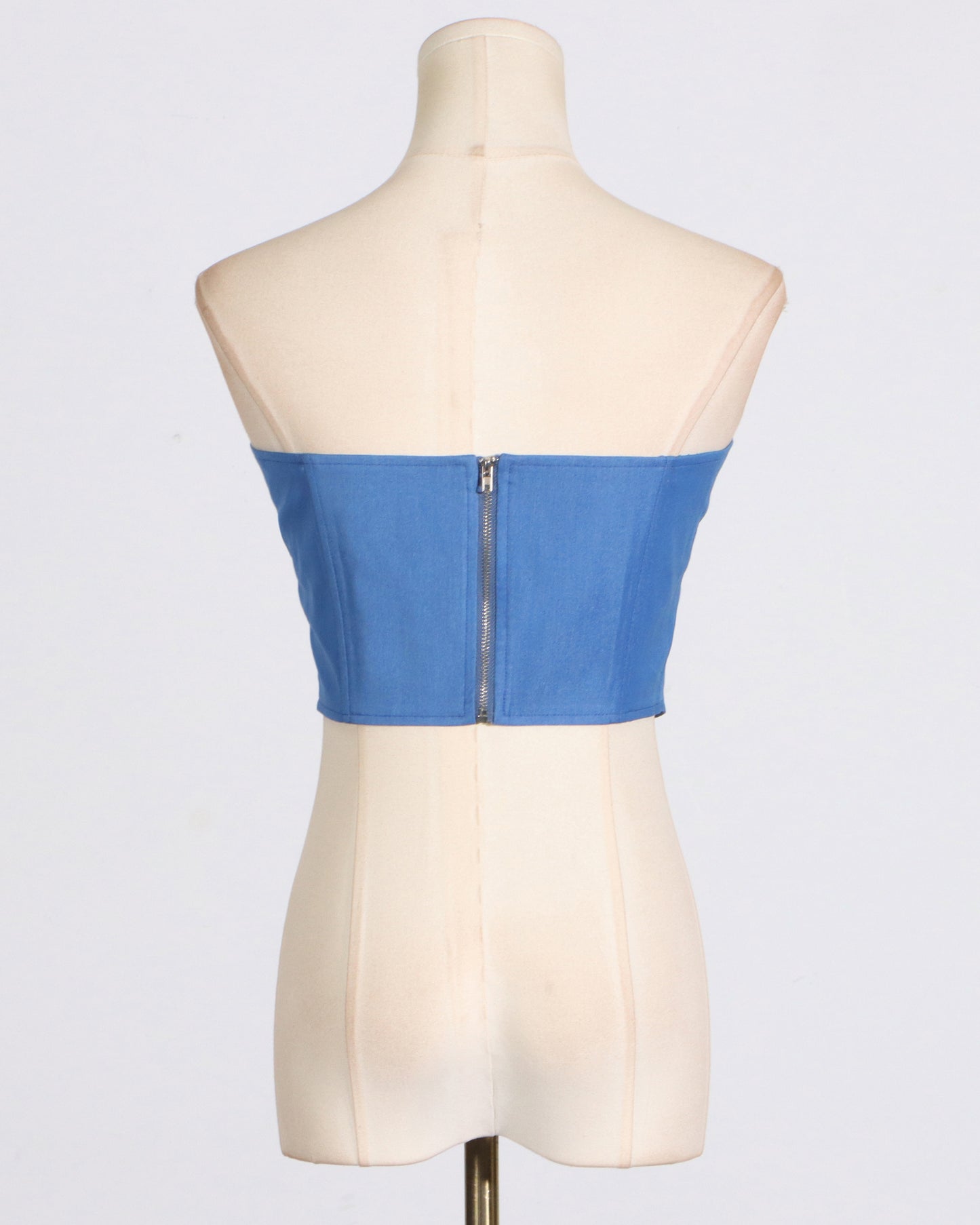 Blue Sweetheart Neckline Corset Top