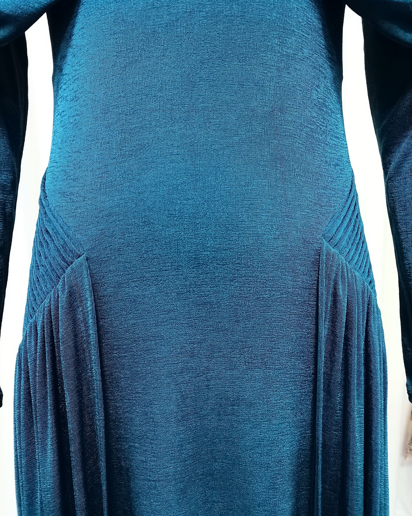 Blue Twist Ruched Long Sleeve Maxi Dress