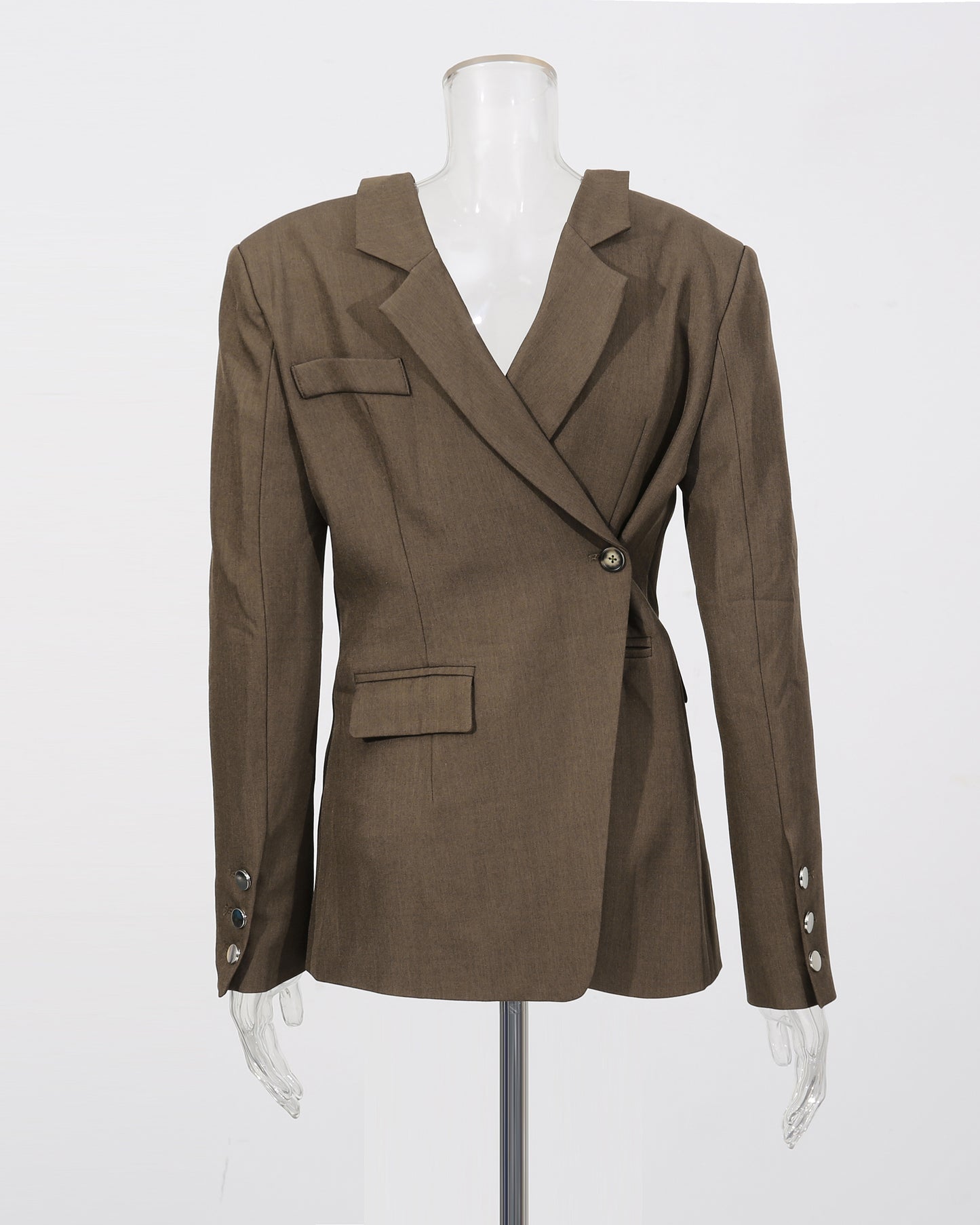Brown Contrast Lapel Blazer